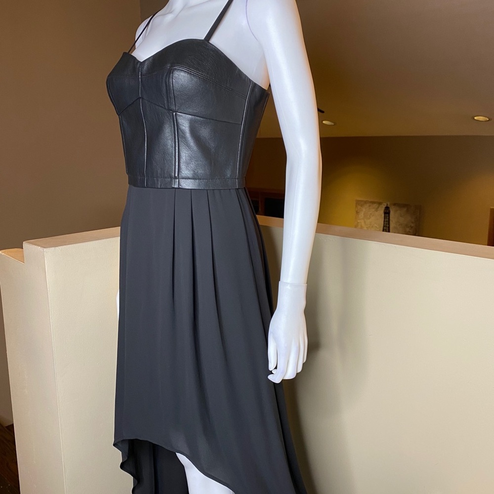 BCBGMAXAZRIA Leandra Leather Black Dress - Picture 4 of 16